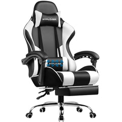 GTPLAYER Gaming Chair with Footrest, Headrest & Massage Lumbar Support