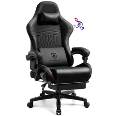GTPLAYER Ergonomic Gaming Chair with Bluetooth Speakers, Footrest & Linkage Armrests