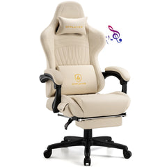 GTPLAYER Ergonomic Gaming Chair with Bluetooth Speakers, Footrest & Linkage Armrests