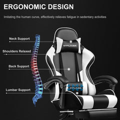 GTPLAYER Gaming Chair with Footrest, Headrest & Massage Lumbar Support