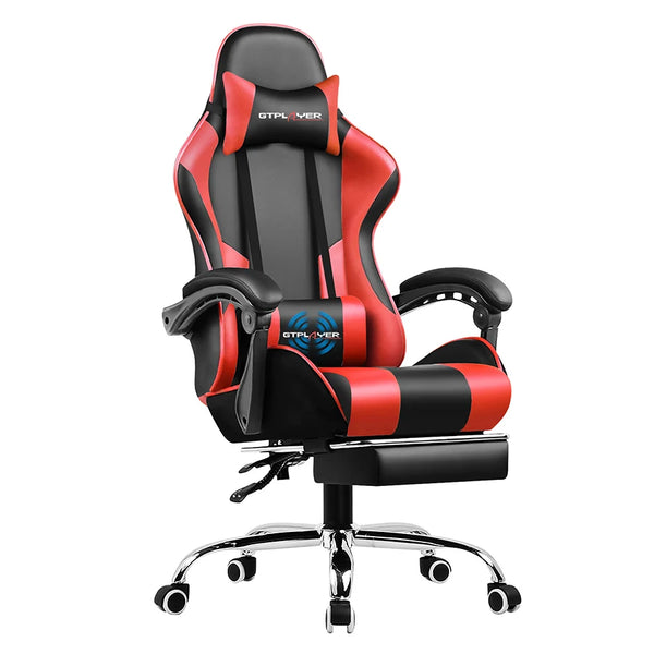 GTPLAYER Gaming Chair with Footrest, Headrest & Massage Lumbar Support