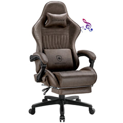 GTPLAYER Ergonomic Gaming Chair with Bluetooth Speakers, Footrest & Linkage Armrests
