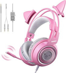 Conelz Cat Ear Gaming Headset — USB 7.1 Surround, LED Breathing Light, Vibration, Mic
