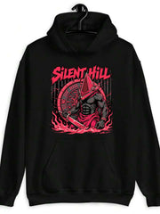 Men's Silent Hill Pyramid Head Hoodie Iconic Red Pyramid Head Logo Print