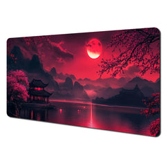 Red and black art landscapes large Mouse Pad anti-slip Durable Desk Mat