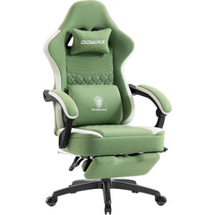 Breathable Fabric Gaming Chair with Gel Cushion, Extended Footrest & Storage Bag