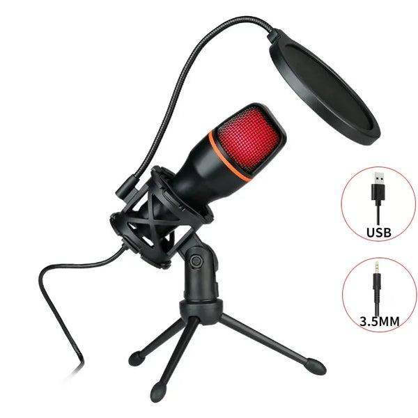 Condenser Wired Microphone for PC Laptop Gaming Podcast Studio