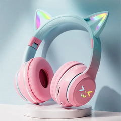 EOENKK RGB Cat Ear Wireless Headset — Bluetooth 5.3, 40mm Drivers, Memory Foam, Voice Assistant