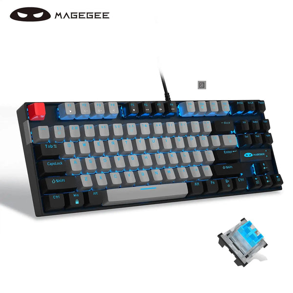 MageGee MK-Star 75% Mechanical Gaming Keyboard — 87 Keys, Blue LED, Anti-Ghosting