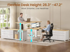 L-Shaped Electric Standing Desk 55" — Height Adjustable, 6 Drawers & Built-In Power Outlets