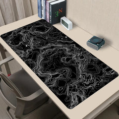 Contour map Black and white Art Abstract Mouse pad Extended large Gaming mats