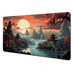 Red and black art landscapes large Mouse Pad anti-slip Durable Desk Mat