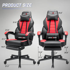 Big & Tall Gaming Chair with Footrest & Massage Lumbar — 400lb Capacity