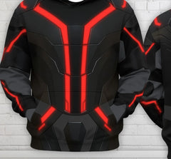 Halloween Costume Cyberpunk Style TRON Ares Red Circuit Hoodie