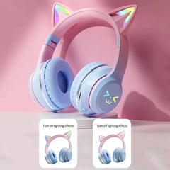 EOENKK RGB Cat Ear Wireless Headset — Bluetooth 5.3, 40mm Drivers, Memory Foam, Voice Assistant