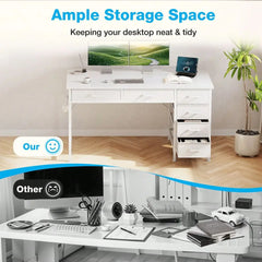 XMSJ 48" Modern Computer Desk with Cabinet & Keyboard Shelf — Small Space Office Desk