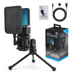 Gaming Microphone Condenser Mic PC Laptop Computer Mike RGB Studio