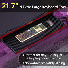 79" Wing-Shaped Gaming Desk with Fabric Drawers, LED Strip, Monitor Shelf & Full Accessories