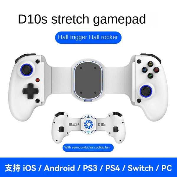 D10 / D10S Wireless Stretchable Gamepad — Hall Rocker, Cooling Fan (D10S), Multi-Platform
