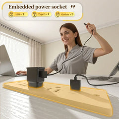 XMSJ 48" Gaming Desk with Power Outlets, LED Strip & Monitor Stand