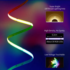 COB LED Strip Lights 420LEDs WS2811 RGBIC Bluetooth Full Dream Color Tape