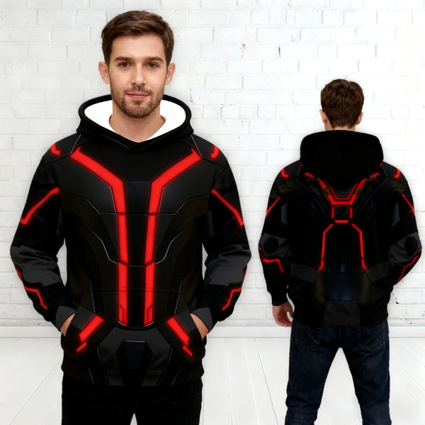 Halloween Costume Cyberpunk Style TRON Ares Red Circuit Hoodie