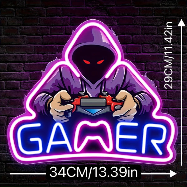 GAMER Neon Sign Suitable for Game Rooms USB Powered Wall MultiColor RGB