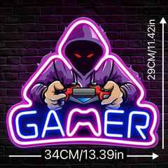 GAMER Neon Sign Suitable for Game Rooms USB Powered Wall MultiColor RGB