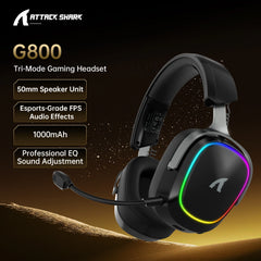 Attack Shark G800 Wireless Gaming Headset — 4-in-1 Multi-Connect, 7.1 Surround, 50mm Drivers, RGB
