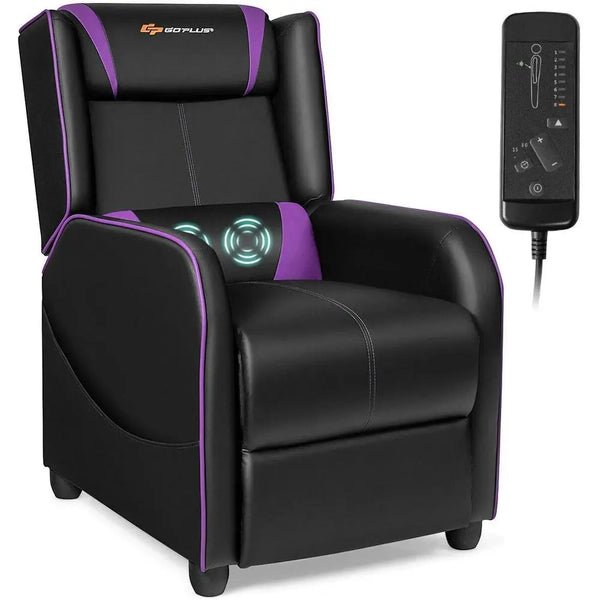 YTYIN Racing Style Gaming Recliner with Massage, Adjustable Footrest & PU Leather