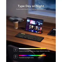 Full-Size Foldable Wireless Keyboard — Bluetooth 5.1, 3 Devices, Numpad, 7-Color Backlit