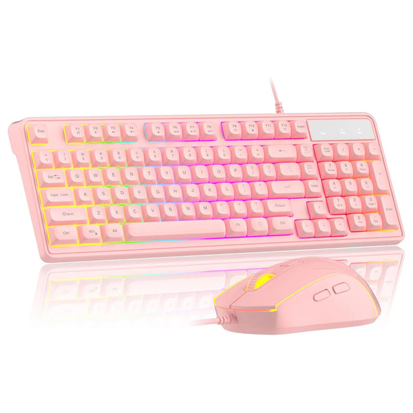 MageGee Creamy RGB Gaming Keyboard & Mouse Combo — 98 Keys, Anti-Ghosting