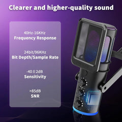 PUPGSIS Gaming USB Microphone Noise Cancellation Condenser Mic with Mute