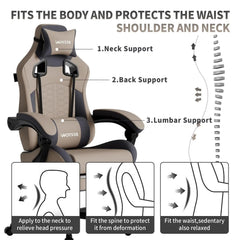 MOYU Ergonomic Gaming Chair with Massage Lumbar, Footrest & Tech Fabric — 300lb Capacity