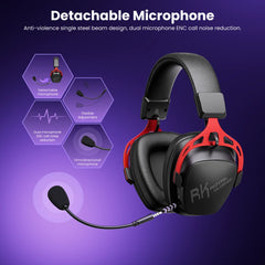 RK Tri-Mode Wireless Gaming Headset — 50H Battery, 7.1 Surround, ENC Dual-Mic, RGB, Bluetooth 5.2
