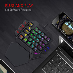 Salange K50 Mini One-Handed Mechanical Gaming Keyboard — 35 Keys, RGB, Xbox & PS4