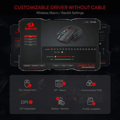 Redragon M913 Impact Elite Wireless MMO Gaming Mouse — 16000 DPI, 16 Buttons