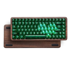 Wireless Mechanical Keyboard — Natural Wood Frame, 60% Layout, Green