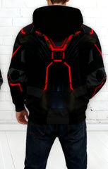 Halloween Costume Cyberpunk Style TRON Ares Red Circuit Hoodie