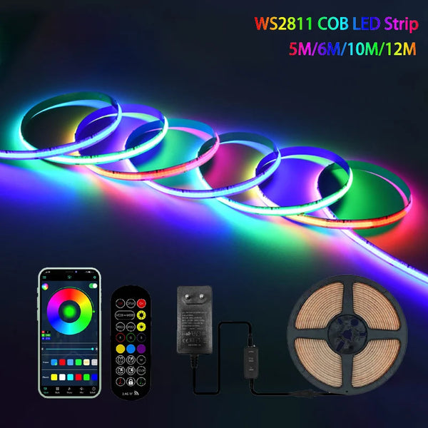 COB LED Strip Lights 420LEDs WS2811 RGBIC Bluetooth Full Dream Color Tape