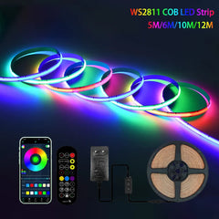 COB LED Strip Lights 420LEDs WS2811 RGBIC Bluetooth Full Dream Color Tape