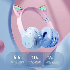 EOENKK RGB Cat Ear Wireless Headset — Bluetooth 5.3, 40mm Drivers, Memory Foam, Voice Assistant