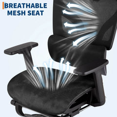 HiMISS Ergonomic High-Back Mesh Chair with 3D Armrests, Footrest & 145° Recline