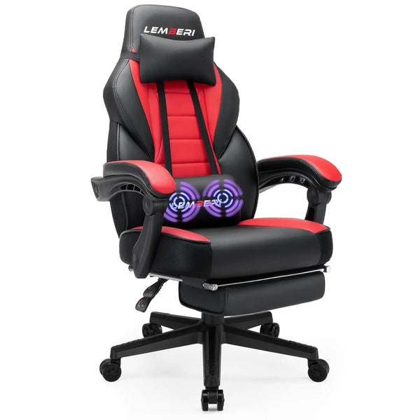 Big & Tall Gaming Chair with Footrest & Massage Lumbar — 400lb Capacity