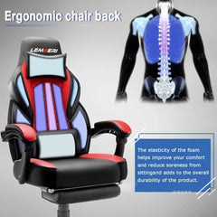 Big & Tall Gaming Chair with Footrest & Massage Lumbar — 400lb Capacity