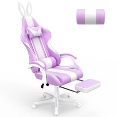 Bunny Ear Gaming Chair with Massage Lumbar, Footrest & Linkage Armrests