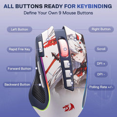 Redragon M612AK PRO Eisa RGB Gaming Mouse — 8000 DPI, Tri-Mode Wireless