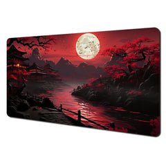 Red and black art landscapes large Mouse Pad anti-slip Durable Desk Mat