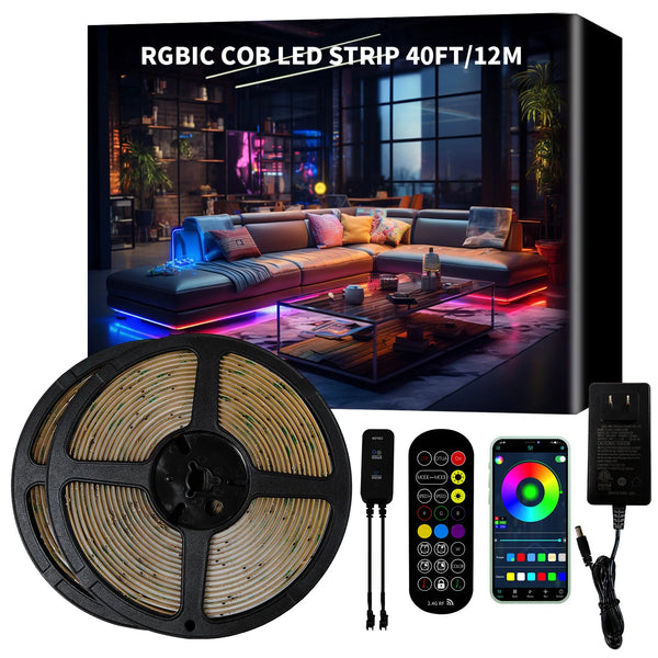 COB LED Strip Lights 420LEDs WS2811 RGBIC Bluetooth Full Dream Color Tape