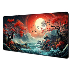 Red and black art landscapes large Mouse Pad anti-slip Durable Desk Mat